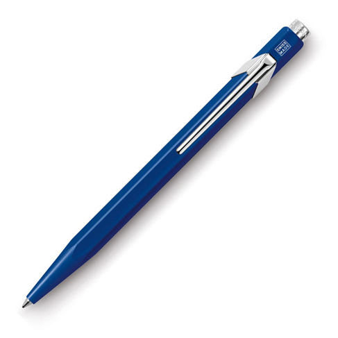 Caran d'Ache 849 Classic Sapphire Blue Ballpoint Pen with Chrome Trim, Blue Ink