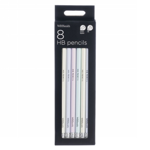 WHSmith Pastel HB Pencils with Eraser Tips (Pack of 8)