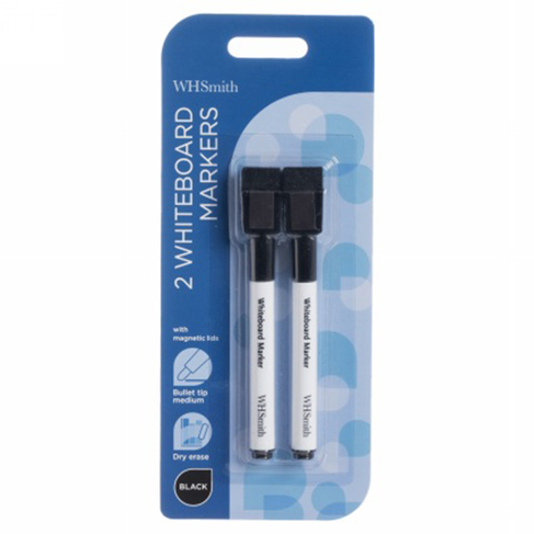WHSmith Slim Magnetic Whiteboard Markers (Pack of 2)