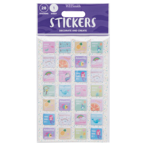 WHSmith 28 Pink Reward Stickers