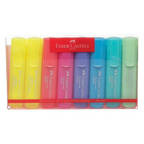 Faber-Castell Textliner Superfluorescent Neon and Pastel Highlighters (Pack of 8)