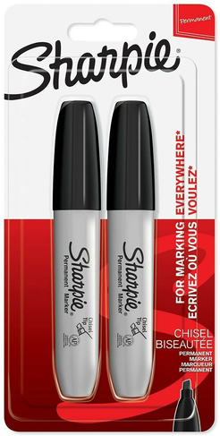 Sharpie Permanent Markers, Chisel Tip, Black Ink (Pack of 2)