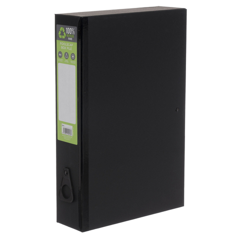 WHSmith Recycled Black A4 Foolscap Box File
