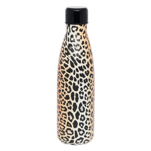 WHSmith Leopard Print 500ml Stainless Steel Metal Water Bottle