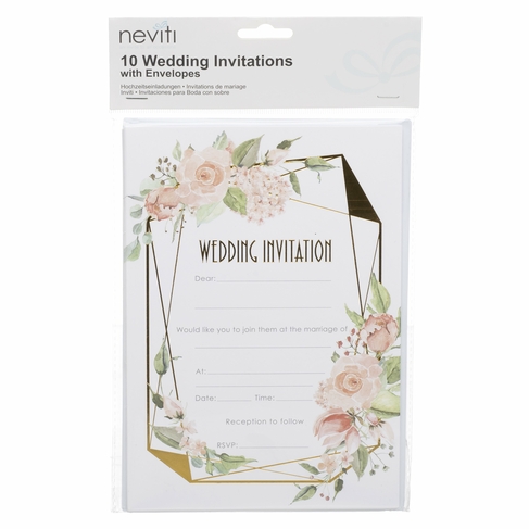 Neviti Floral Wedding Invitations (Pack of 10)