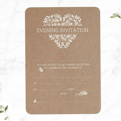 Dotty About Paper Rustic Heart Wedding Evening Invitations (Pack of 10)