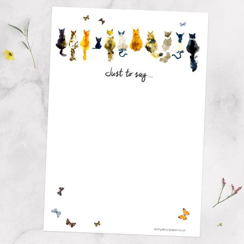 Dotty About Paper Watercolour Cats & Butterflies Thank You Notelet (Pack of 20)