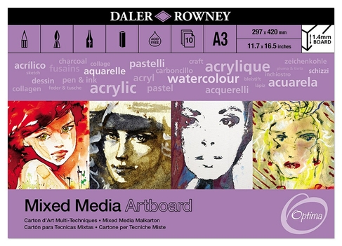 Daler-Rowney Optima A3 Mixed Media Artboard Pad 10 White Sheets
