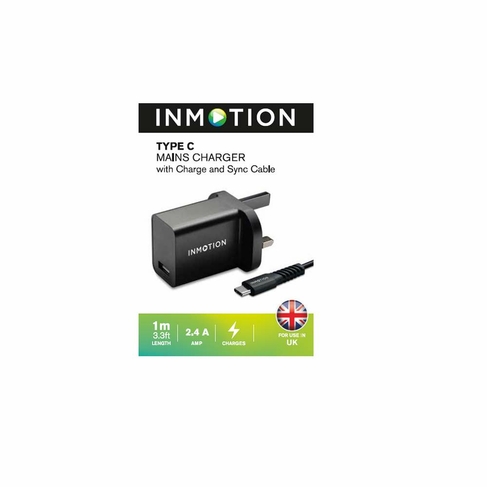 InMotion Black 1M Type C Mains Charger and Cable 