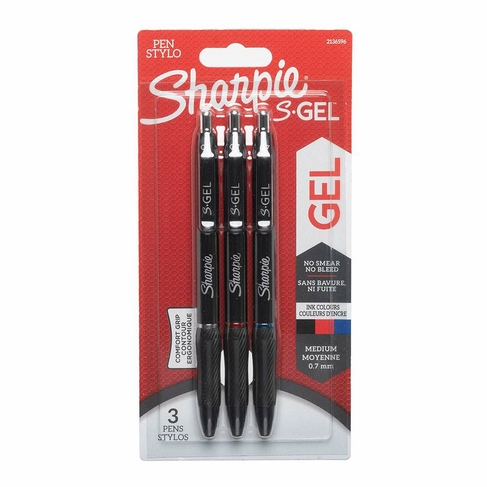 Sharpie S-Gel Retractable Assorted 0.7mm Pens (Pack of 3)