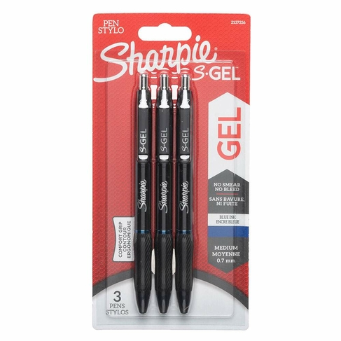 Sharpie S-Gel Retractable Blue 0.7mm Pens (Pack of 3)