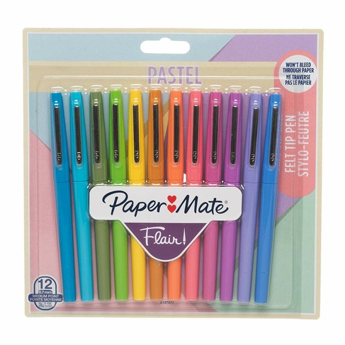 Paper Mate Flair Pastel Assorted Felt Tip Pens (Pack of 12)