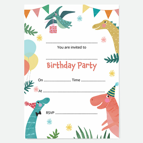 Dotty About Paper Kids Birthday Invitations Jurassic Dinosaur (Pack of 10)