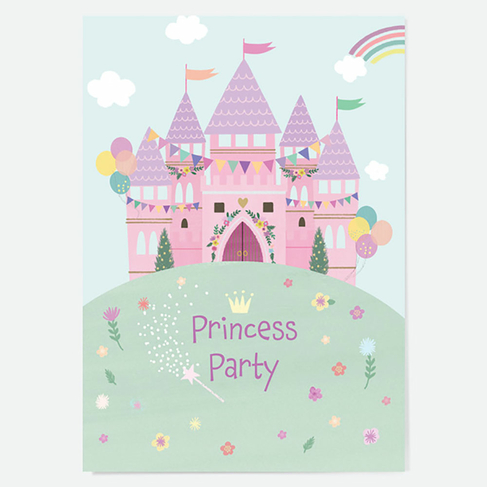 Dotty About Paper Kids Birthday Invitations Princess Castle (Pack of 10)