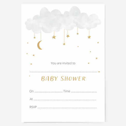 Dotty About Paper Baby Shower Invitations Cloud & Stars (Pack of 10)