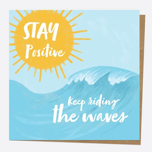 Dotty About Paper Waves Stay Positive, Keep Riding The Waves Paper Hug Charity Greeting Card