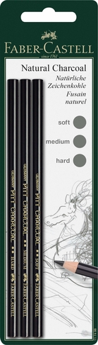 Faber-Castell PITT Natural Charcoal Pencils (Pack of 3)