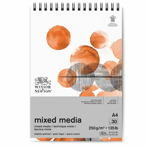 Winsor & Newton A4 Mixed Media Spiral Pad 250gsm 30 White Sheets