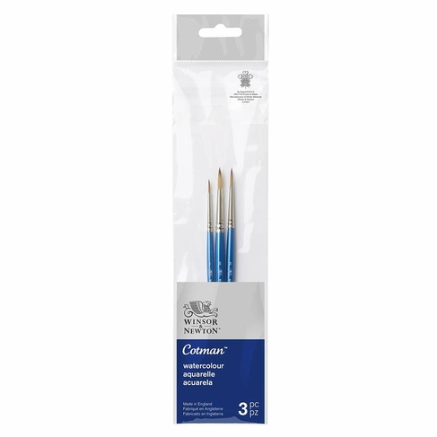Winsor & Newton Cotman Watercolour Brush Set 1 Short Handle (Pack of 3)