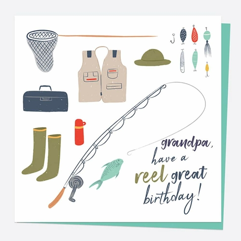Dotty About Paper Birthday Fishing Reel Great Grandpa Card