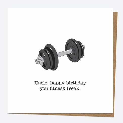 Dotty About Paper Funnies Weights Fitness Freak Uncle Birthday Card