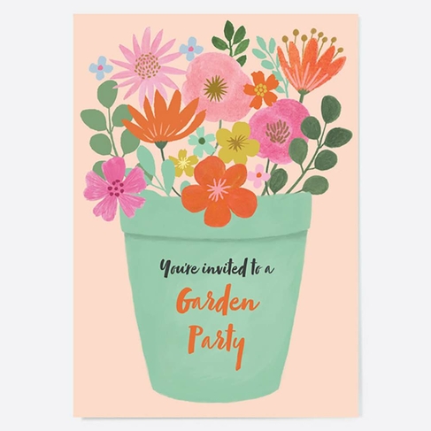 Dotty About Paper Flower Pot Garden Birthday Invitations