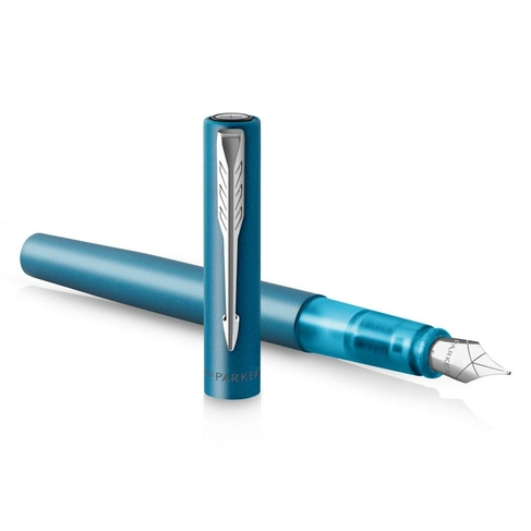 Parker Vector XL Fountain Pen, Metallic Teal Lacquer, Medium Nib with Blue Ink Refill, Gift Box
