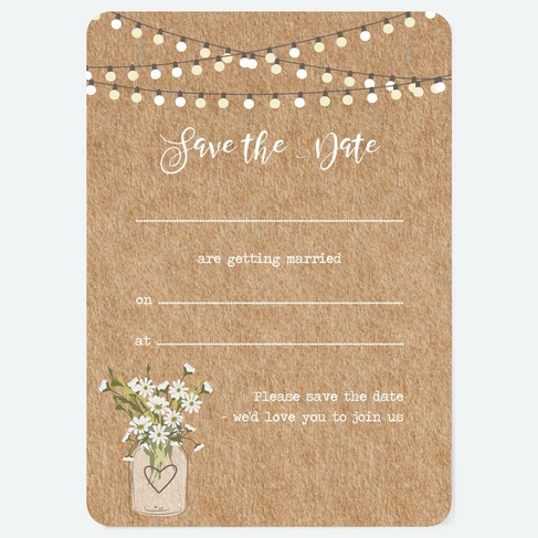 Dotty About Paper Rustic Mason Jar Save The Date Cards Pack of 10