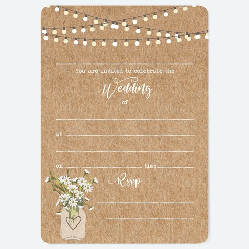 Dotty About Paper Rustic Mason Jar Wedding Invites Pack of 10
