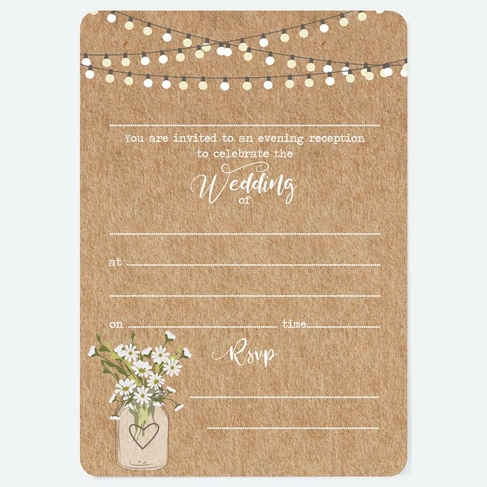 Dotty About Paper Rustic Mason Jar Evening Invites Pack of 10