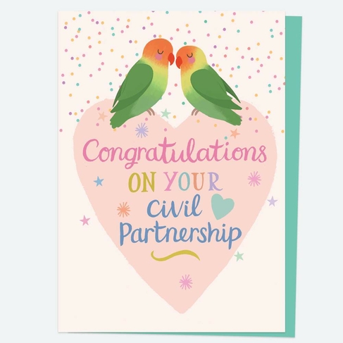 Dotty About Paper Lovebirds Civil Partnership Card