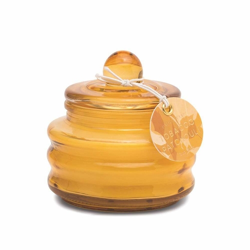Paddywax Beam Tobacco and Patchouli Ochre Glass Vessel Candle with Lid