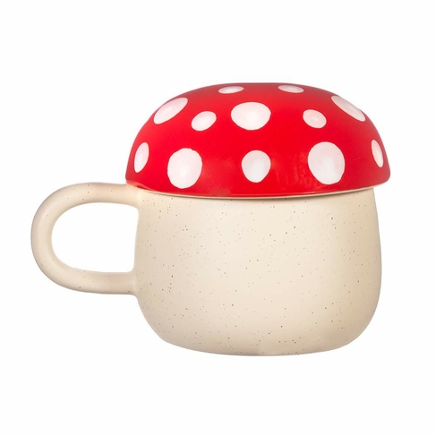 Sass & Belle Red Mushroom Mug with Lid