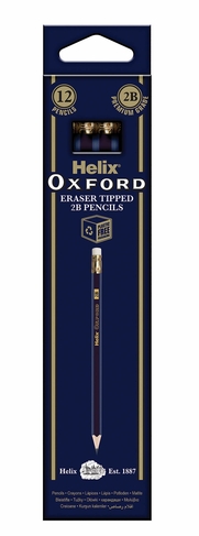 Helix Oxford 2B Eraser Tipped Pencils (Pack of 12)