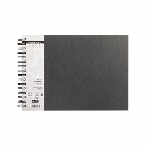 Daler-Rowney Ebony A4 Spiral Bound Landscape Sketchbook 160gsm 54 White Sheets
