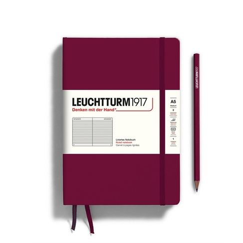 LEUCHTTURM1917 A5 Hardcover Port Red Ruled Notebook 