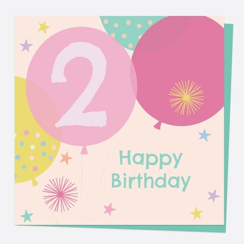 Dotty About Paper Blush Balloons Age 2 Birthday Card
