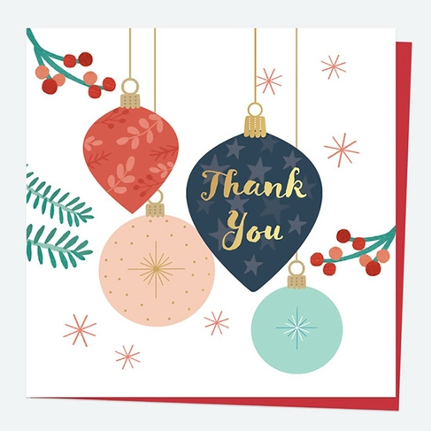 Dotty About Paper Baubles & Berries Foil Christmas Thank You Card