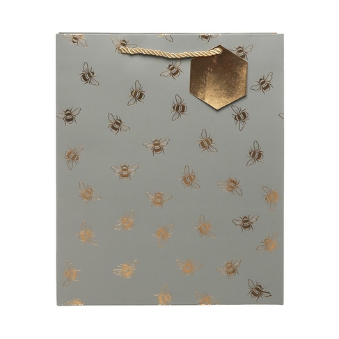 WHSmith Gold Foil Bees Large Gift Bag