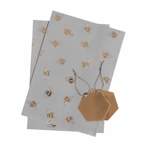 WHSmith Gold Foil Bee Flat Wrap and Tags