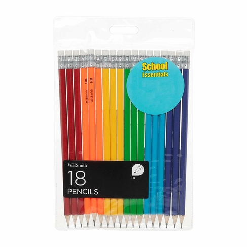 WHSmith 18 Eraser Tipped HB Pencils