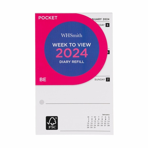 WHSmith Pocket Week To View 2024 Diary Refill