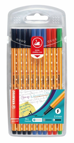 STABILO point 88 Fineliners, Assorted Colours (Pack of 10)