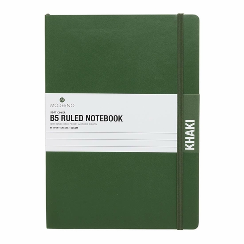 WHSmith Moderno Colour B5 Khaki Ruled Softback Notebook
