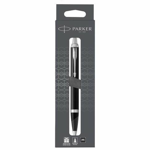 Parker IM Ballpoint Pen, Matte Black with Chrome Trim, Medium, Blue Ink, Gift Box