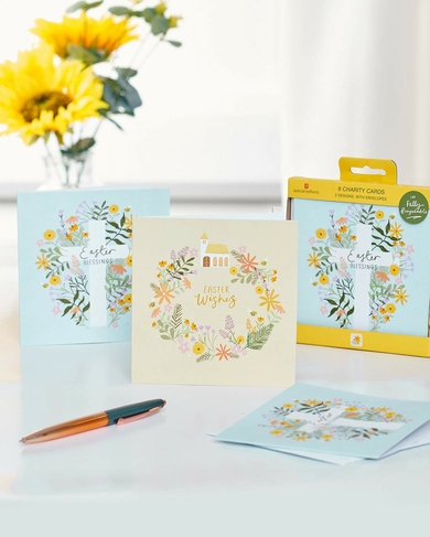 Open Easter Multipack Religious Floral Easter Cards (Pack of 4)