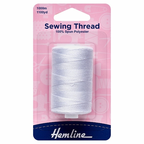 Hemline Polyester Sewing Thread 1000m White