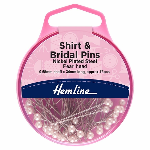 Hemline Nickel Shirt and Bridal Pins 34mm (Pack of 75)