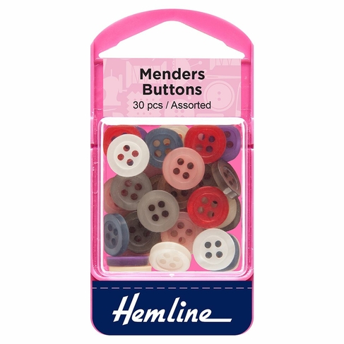 Hemline Mender Buttons Assorted Colours (Pack of 30)