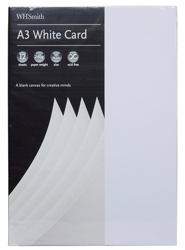 WHSmith A3 White Card 12 Sheets